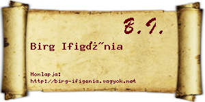 Birg Ifigénia névjegykártya